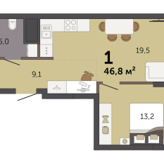 46.80 м² | 15 - 32 эт. 00