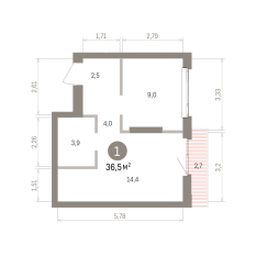 36.00 м² | 9 - 25 эт. 00