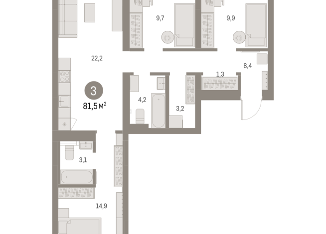 83.00 м² | 4 - 9 эт.