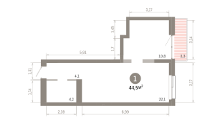 44.00 м² | 3 - 8 эт.