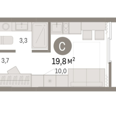 1-к квартира | 19.80 м² | 7 - 8 эт. 00