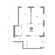 70.00 м² | 16 - 17 эт. 00