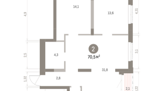 70.00 м² | 16 - 17 эт.