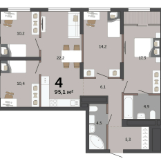 95.80 м² | 22 - 23 эт. 00