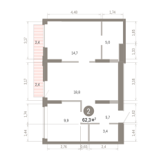 62.00 м² | 7 - 8 эт. 00
