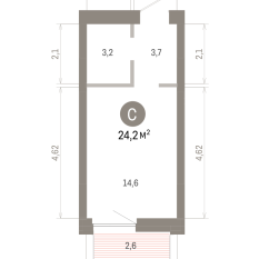 24.00 м² | 4 - 9 эт. 00