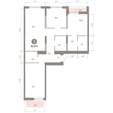 92.00 м² | 8 - 9 эт. 00