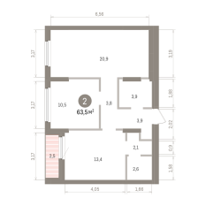 63.00 м² | 3 - 16 эт. 00