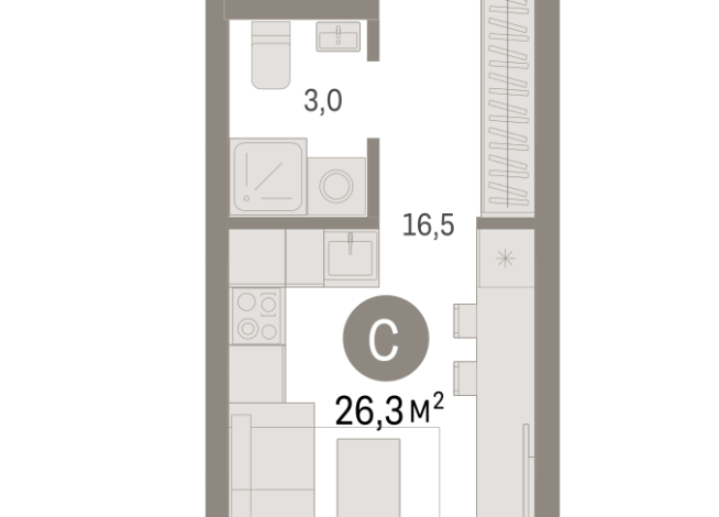 26.00 м² | 6 - 8 эт.