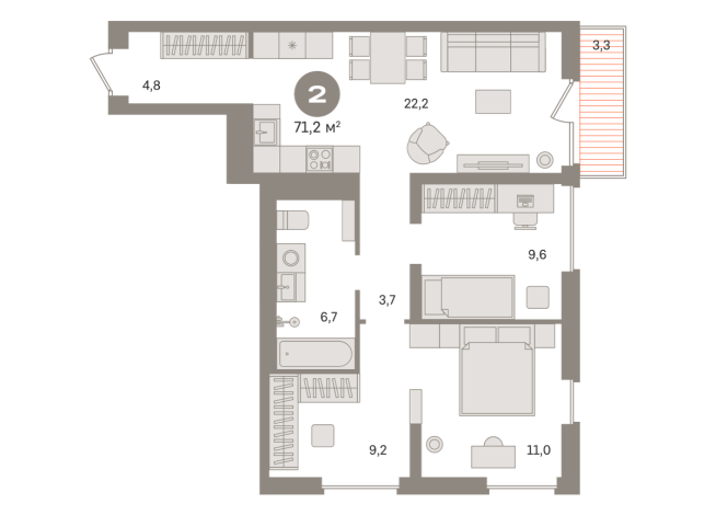 71.00 м² | 5 - 8 эт.