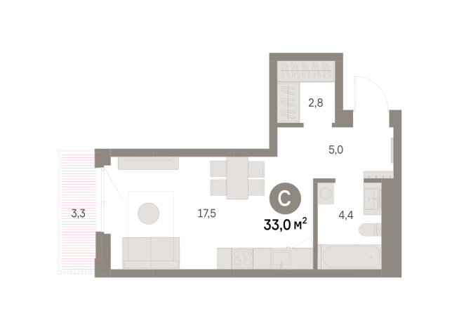33.00 м² | 5 - 16 эт.