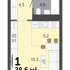 28.60 м² | 3 - 19 эт. 00