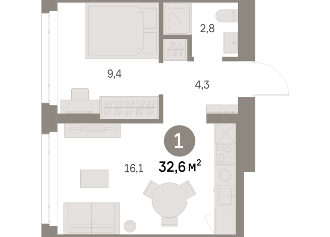 32.00 м² | 4 - 9 эт.