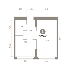 37.00 м² | 2 - 8 эт. 00