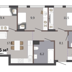 68.50 м² | 1 - 19 эт. 00