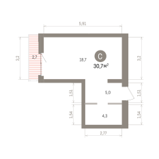 30.00 м² | 3 - 7 эт. 00