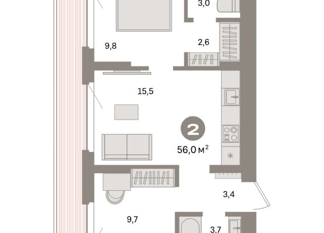 56.00 м² | 8 - 8 эт.