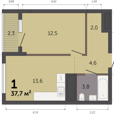 37.70 м² | 18 - 32 эт. 00