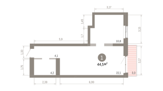 44.00 м² | 6 - 8 эт.
