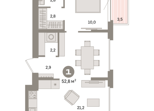 52.00 м² | 9 - 9 эт.