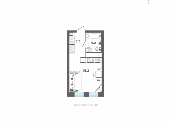 24.79 м² | 9 - 18 эт.