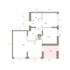 77.00 м² | 3 - 8 эт. 00