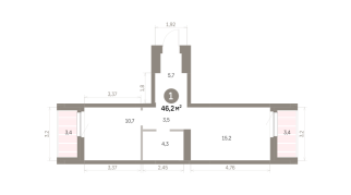45.00 м² | 3 - 9 эт.