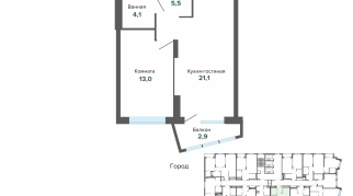 46.51 м² | 14 - 25 эт.