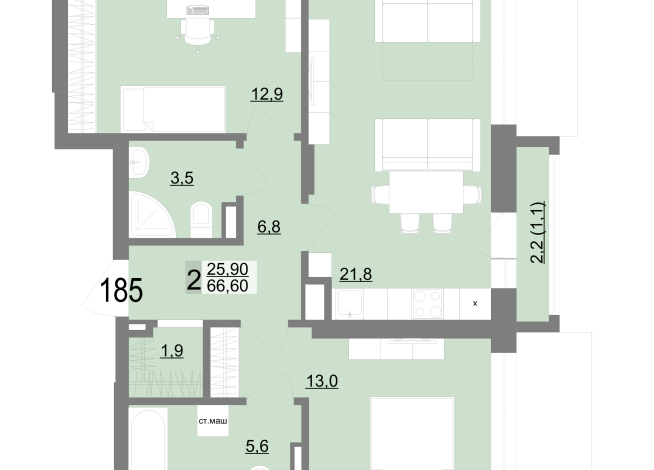 66.60 м² | 6 - 25 эт.