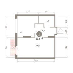 39.00 м² | 3 - 9 эт. 00