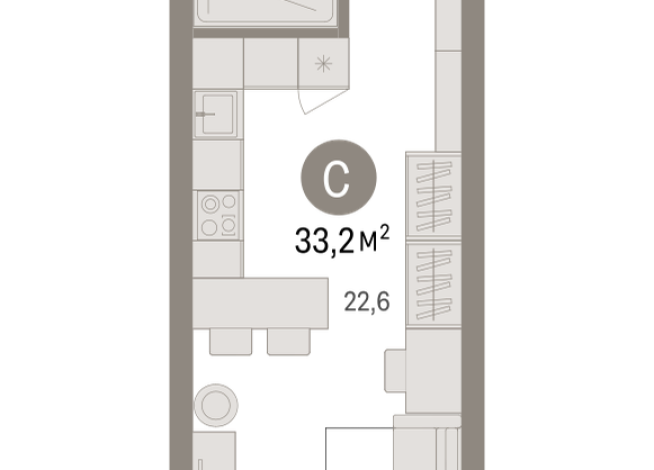 33.00 м² | 14 - 25 эт.