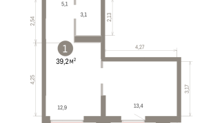 39.00 м² | 13 - 16 эт.