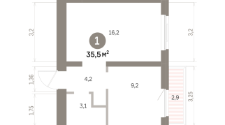 35.00 м² | 7 - 9 эт.