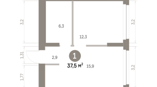 37.00 м² | 2 - 8 эт.