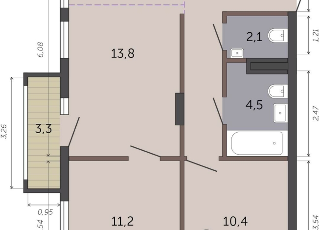 58.30 м² | 9 - 19 эт.
