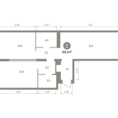 69.00 м² | 4 - 8 эт. 00