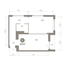51.00 м² | 10 - 16 эт. 00