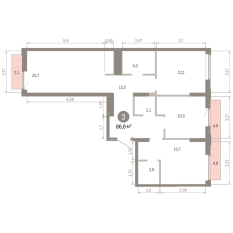 86.00 м² | 5 - 7 эт. 00