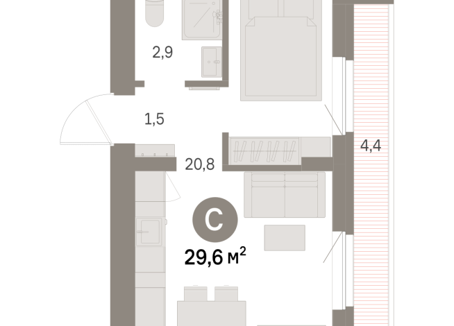 29.00 м² | 7 - 9 эт.