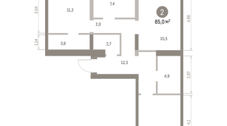 84.00 м² | 8 - 9 эт.