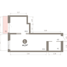 44.00 м² | 4 - 8 эт. 00