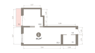 44.00 м² | 4 - 8 эт.