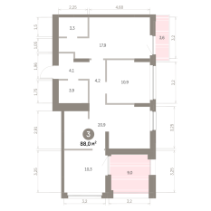 87.00 м² | 4 - 16 эт. 00