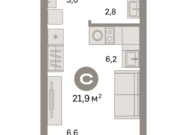 21.00 м² | 2 - 9 эт.