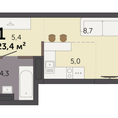 23.40 м² | 3 - 32 эт. 00