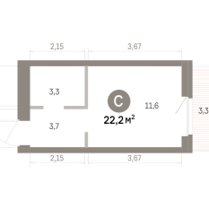 21.00 м² | 7 - 9 эт. 00