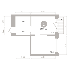 38.00 м² | 8 - 17 эт. 00