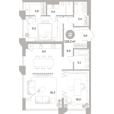 110.00 м² | 15 - 25 эт. 00