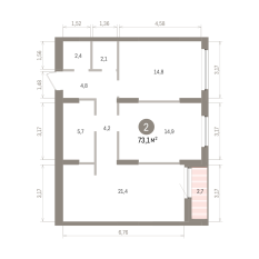 73.00 м² | 7 - 16 эт. 00