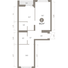 64.00 м² | 5 - 7 эт. 00